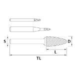 Billede af HM-fræsestift RBF projektilform (Dia.) 12x25 mm